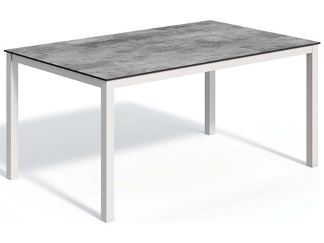 Oxford Garden Travira Aluminum Chalk 63''W x 40''D Rectangular HPL Top Dining Table with Umbrella Hole
