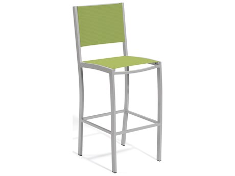 Oxford Garden Travira Aluminum Flint Stackable Bar Chair with Go Green Sling