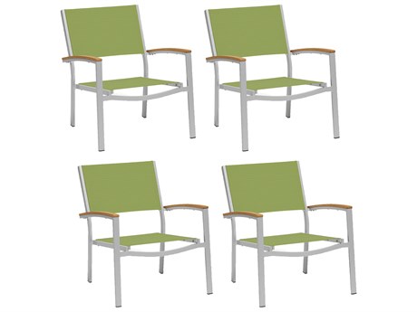 Oxford Garden Travira Aluminum Flint Lounge Chair with Go Green Sling (Price Includes 4)