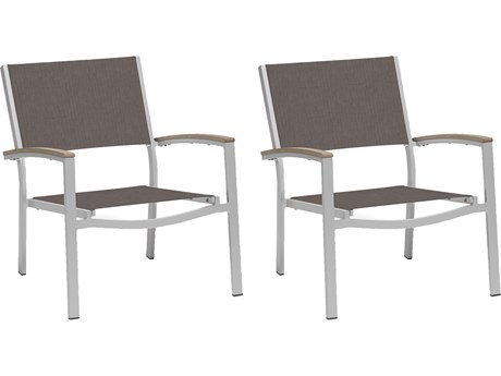 Oxford Garden Travira Aluminum Flint Lounge Chair with Cocoa Sling (Price Includes 2)
