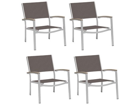 Oxford Garden Travira Aluminum Flint Lounge Chair with Cocoa Sling (Price Includes 4)