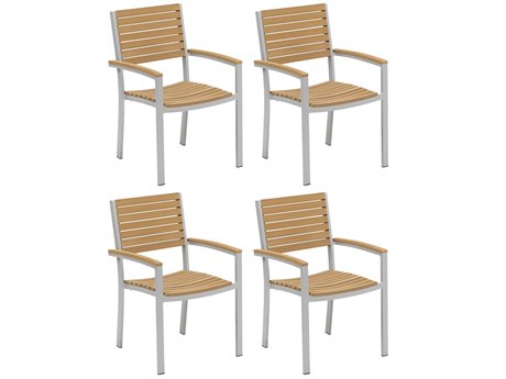 Oxford Garden Travira Aluminum Wood Dining Chair Set of 4