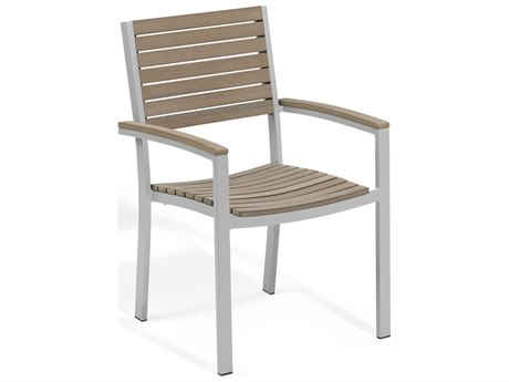 Oxford Garden Travira Aluminum Wood Dining Chair Set of 2