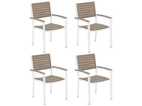 Oxford Garden Travira Aluminum Chalk Stackable Dining Arm Chair (Price Includes 4)
