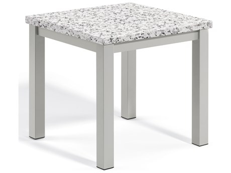 Oxford Garden Travira Aluminum Flint 18'' Square Granite Top End Table