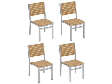 Oxford Garden Travira Aluminum Flint Stackable Dining Side Chair (Price Includes 4)