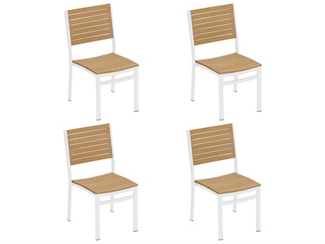 Oxford Garden Travira Aluminum Chalk Stackable Dining Side Chair (Price Includes 4)