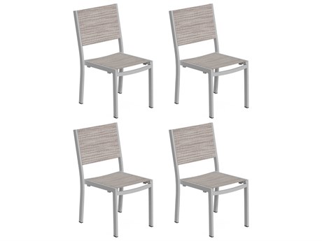 Oxford Gardens Travira Aluminum Carbon Dining Side Chair with Bellows Sling Set of 4