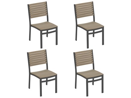 Oxford Garden Travira Aluminum Carbon Stackable Dining Side Chair (Price Includes 4)