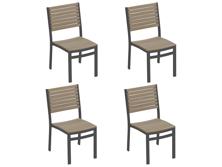 Oxford Garden Travira Aluminum Carbon Stackable Dining Side Chair (Price Includes 4)