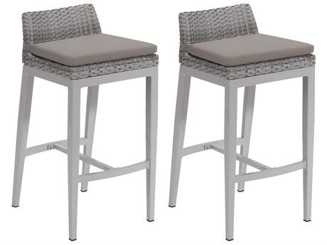 Oxford Garden Argento Wicker Bar Stool with Stone Cushions (Price Includes Two)