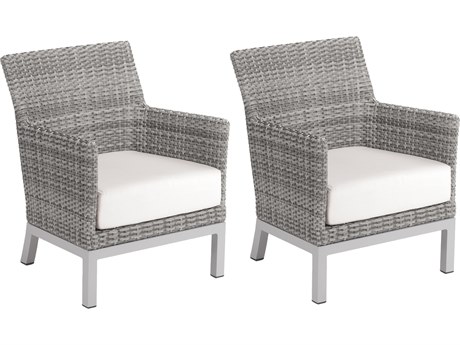 Oxford Garden Argento Wicker Lounge Chair with Eggshell White Cushions (Price Includes Two)