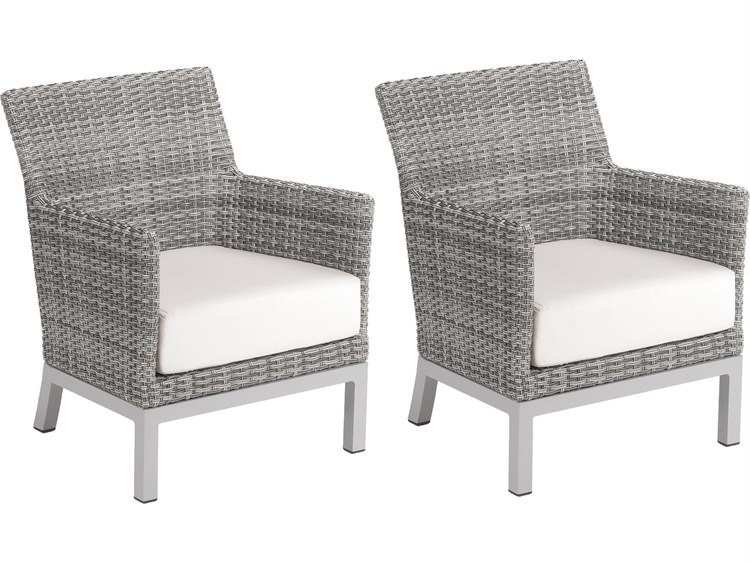 Oxford Garden Argento Wicker Lounge Chair with Eggshell White Cushions (Price Includes Two)