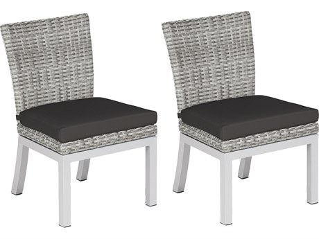 Oxford Garden Argento Wicker Dining Side Chair with Jet Black Cushions (Price Includes 2)