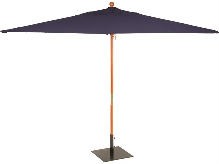 Oxford Garden Tropical Hardwood 10 Foot Rectangular Market Pulley Lift Umbrella