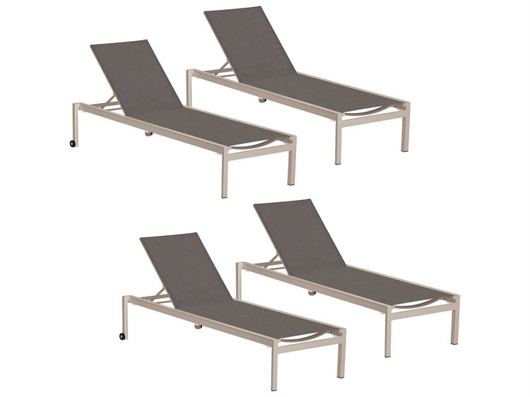 Oxford Garden Ven Aluminum Oyster Stackable Chaise Lounge (Price Includes 4)