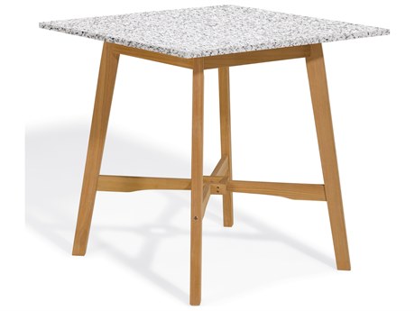 Oxford Garden Wexford Wood Natural 42'' Square Bar Table with Umbrella Hole
