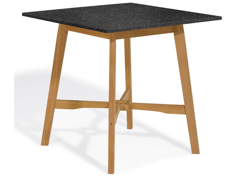 Oxford Garden Wexford Wood Natural 42'' Square Bar Table with Umbrella Hole