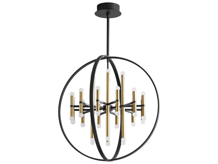 Photos - Chandelier / Lamp Oxygen by Quorum Nero 24-Light Black Aged Brass Linear Chandelier 3-685-1540 