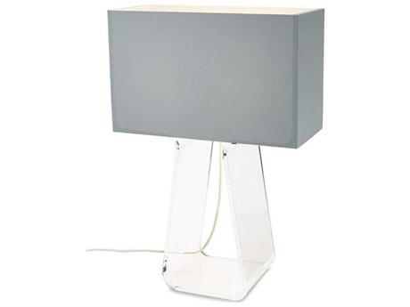Pablo Tube Top Silver Clear Acrylic Table Lamp