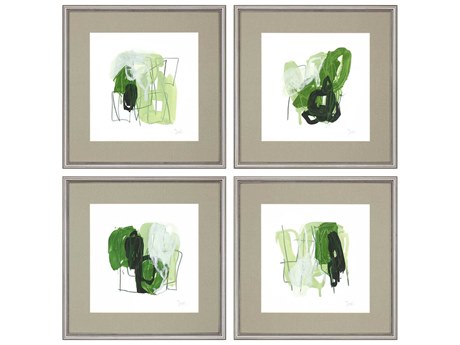 Paragon Abstract Jade Schematic Wall Art Set of 4