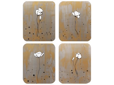 Paragon Florals Poppy Pleasure Metal Wall Art Set of 4
