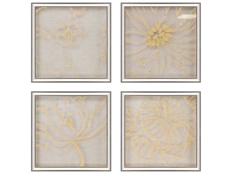 Paragon Florals Golden Organics-II Wall Art Set of 4