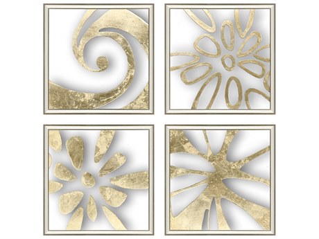 Paragon Geometrics Splash of Gold-II Shadow Box Wall Art Set of 4