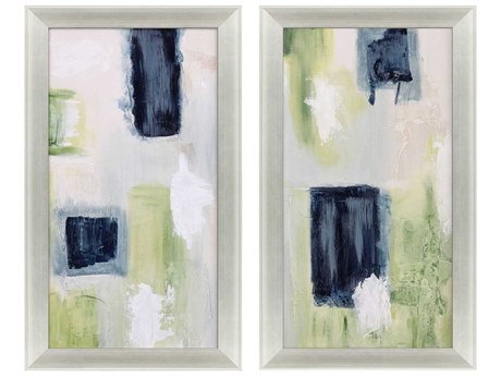 Paragon Abstract Azul Jardin-I Canvas Wall Art Set of 2