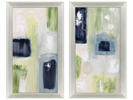 Paragon Abstract Azul Jardin-II Canvas Wall Art Set of 2