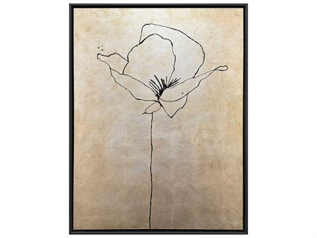 Paragon Florals Silver Poppies-I Canvas Wall Art