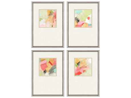 Paragon Abstract Blue Pastel Splash Wall Art Set of 4