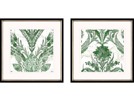 Paragon Florals Metallic Kelly Ikat-II Shadow boxes Set of 2