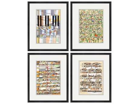 Paragon Entertainment Beige Geometry of Music Shadow boxes Set of 4