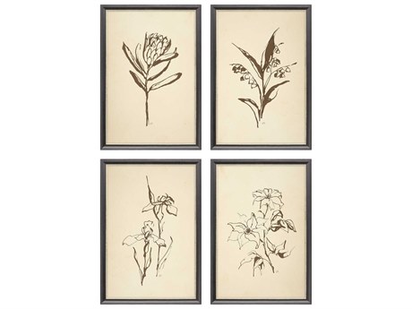 Paragon Florals Vintage Line Wall Art Set of 4