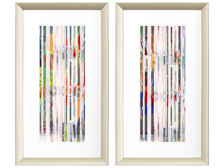 Paragon Abstract Aqua Stripes-I Wall Art Set of 2