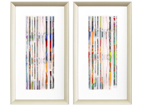 Paragon Abstract Aqua Stripes-II Wall Art Set of 2