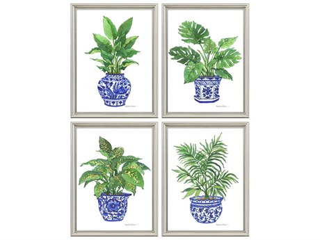 Paragon Botanical Blues Wall Art Set of 4
