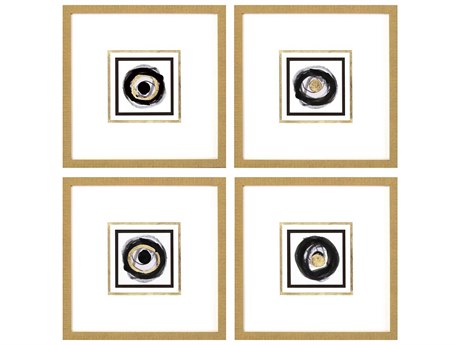 Paragon White Black Gold Wall Art Set of 4