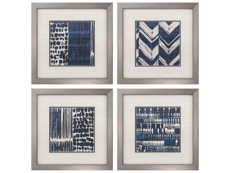 Paragon Abstract Indigo Batik Wall Art Set of 4