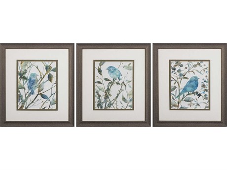 Paragon Florals Teal Bird Silhouette Wall Art Set of 3