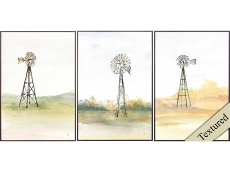 Paragon Farmhouse Windmill Landscape Wall Art Set of 3