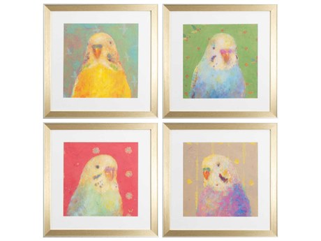 Paragon Florals Colorful Bird-A Wall Art Set of 4
