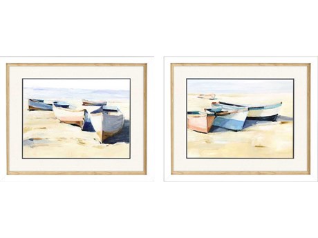 Paragon Waterside Beached Boats Wall Art Set of 2