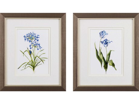 Paragon Florals Blue Lively Botanical Wall Art Set of 2