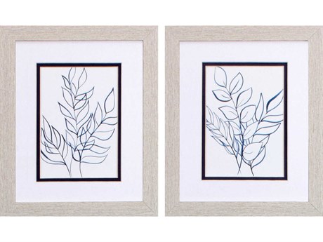Paragon Florals Blue Stems Wall Art Set of 2