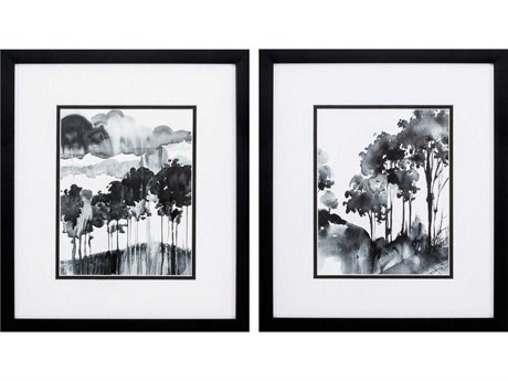 Paragon Abstract Ink Wash Trees Wall Art Set of 2