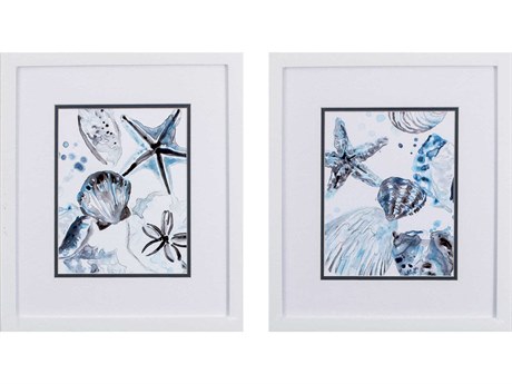 Paragon Waterside Cerulean Seashells-A Wall Art Set of 2
