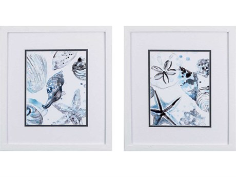 Paragon Waterside Cerulean Seashells-B Wall Art Set of 2