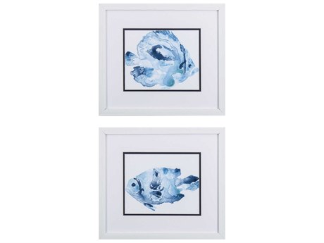 Paragon Waterside Blue Ocean Fish-A Wall Art Set of 2